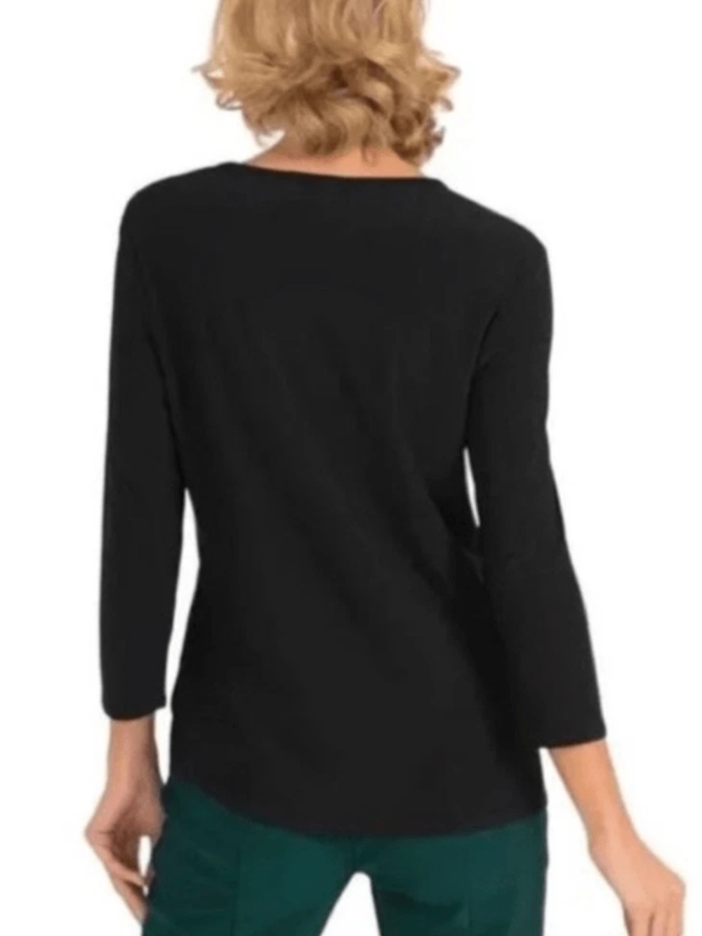 Joseph Ribkoff Blouse Women 16 Black Knot-Front Asymmetric 3/4 Sleeve - Picture 3 of 9